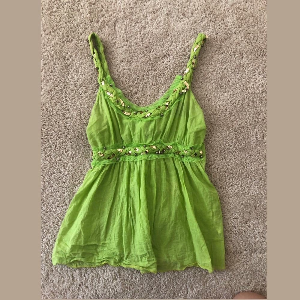 Vintage neon green strap top